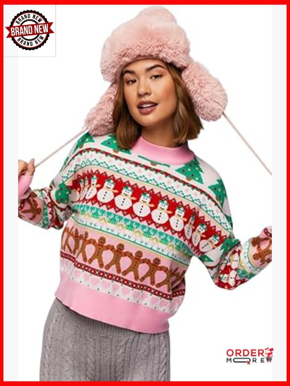 Women's Ugly Christmas Sweater Long Sleeve Pullover Loose Fit Crew Neck